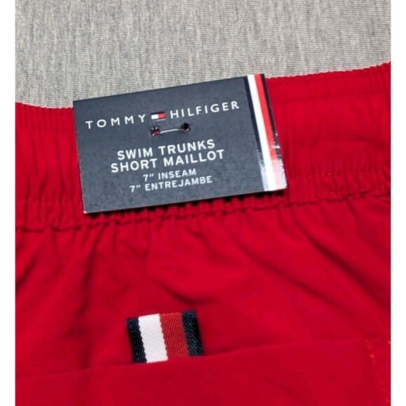 New Tommy Hilfiger Men's Swim Trunks Shorts Red Swimming Small - Picture 8 of 8